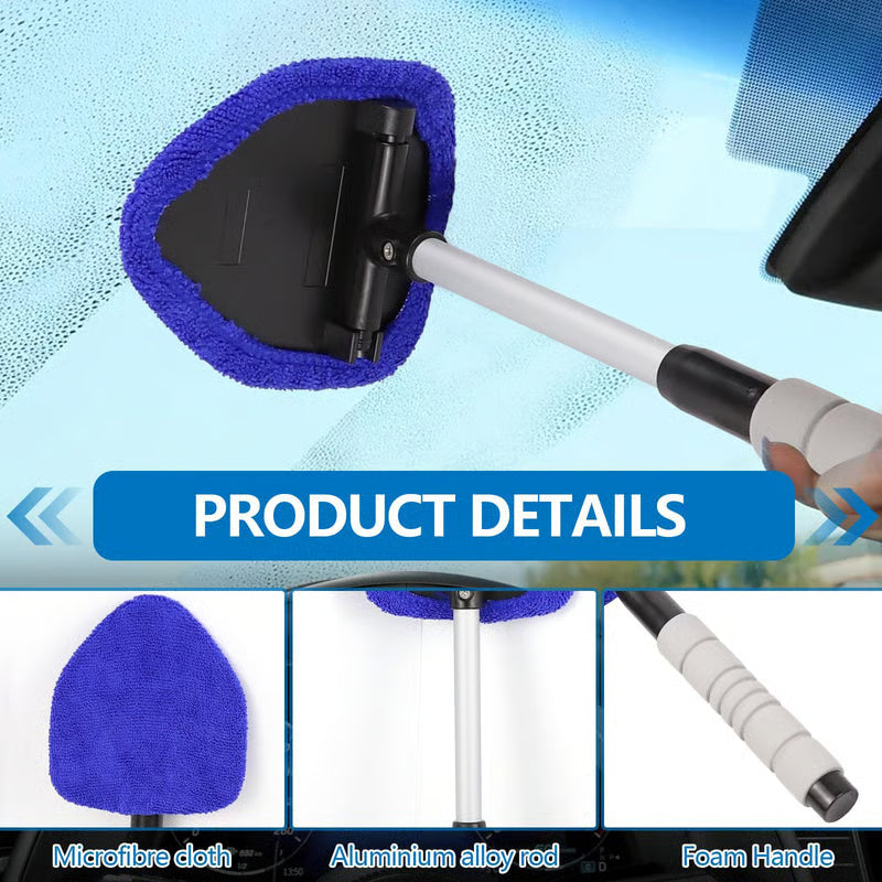 Microfiber Car Windshield Cleaning Tool with Extendable Handle