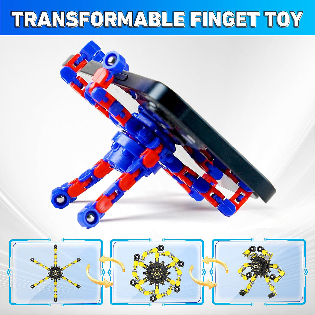 Transformable Fidget Spinners,9PCS Funny Sensory Fidget Toys for Kids | Deformable DIY Robot Spinner Fingertip Stress Relief Gyro Toy Kids Halloween Party Favors Stocking Stuffers Gifts