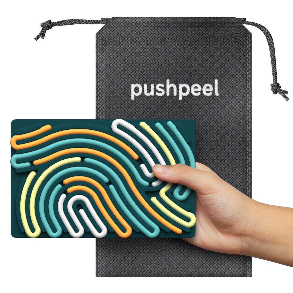 Pushpeel Sensory Activity Board: Silicone Fidget Toy for Calming, Stress, Anxiety, ADHD & Autism | Silent, No Mess | Kids 3+ & Adults | Includes Portable Travel Bag & 11 Strings