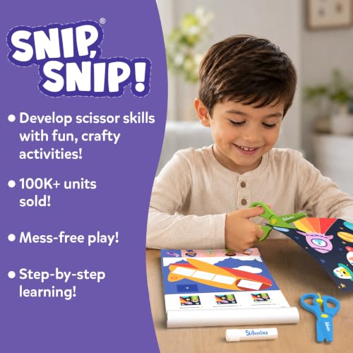Skillmatics Snip Snip, Scissor Skills, Felt Craft Activity, Gift for Kids | Cutting Activity Book, Safety Scissors, Fine Motor Skills for Preschool, Screen-Free, Learning Toy, Toddlers, Ages 3, 4, 5, 6