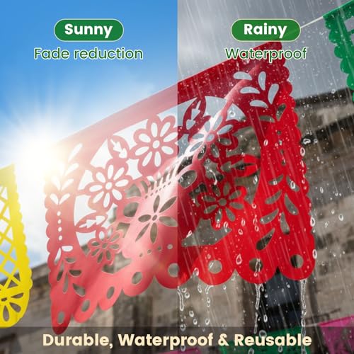 DOMESTAR Mexican Party Decoration, 18 FT Plastic Papel Picado Fiesta Banner | Day of the Dead Dia De Los Muertos Garland for Mexican, Birthday Fiesta Party Supplies, Cinco De Mayo Decoration