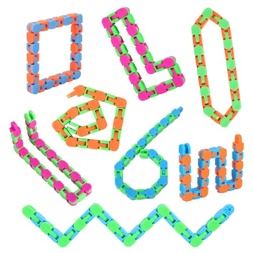 8Pcs Fidgets Wacky Tracks Fidget Toys for Kids Classroom Students Gifts | School Prizes Christmas Stocking Stuffers Sensory Autism Snap Fidget Click Snake Toys for Adults Travel Stress Relief Adhd