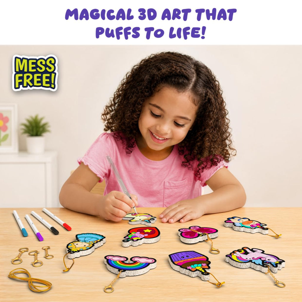 Skillmatics Aqua Puffs Unicorns, Art & Craft Gift for Kids, Paint by Number | DIY Princess Puffy Keychains, Screen-Free, Mess-Free Activity, Creative Kit for Girls & Boys Ages 4, 5, 6, 7, 8, 9, 10