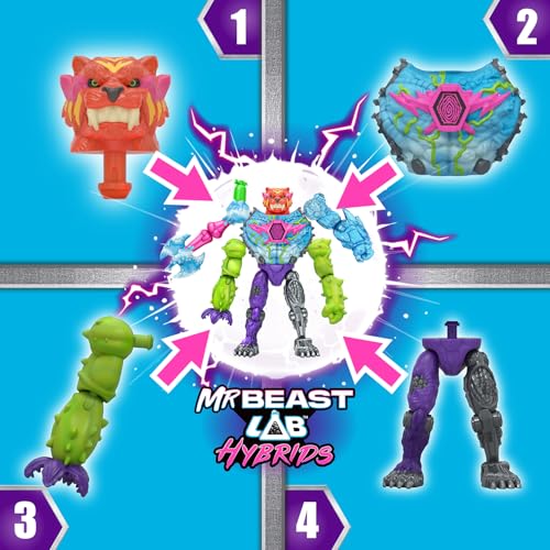 MrBeast Lab Hybrids Mega Pack, 5 Complete Buildable Figures | Pour water to reveal true colors, 1-in-8 chance of Golden Hyperbeast; MrBeast toys fans, 30+ to collect