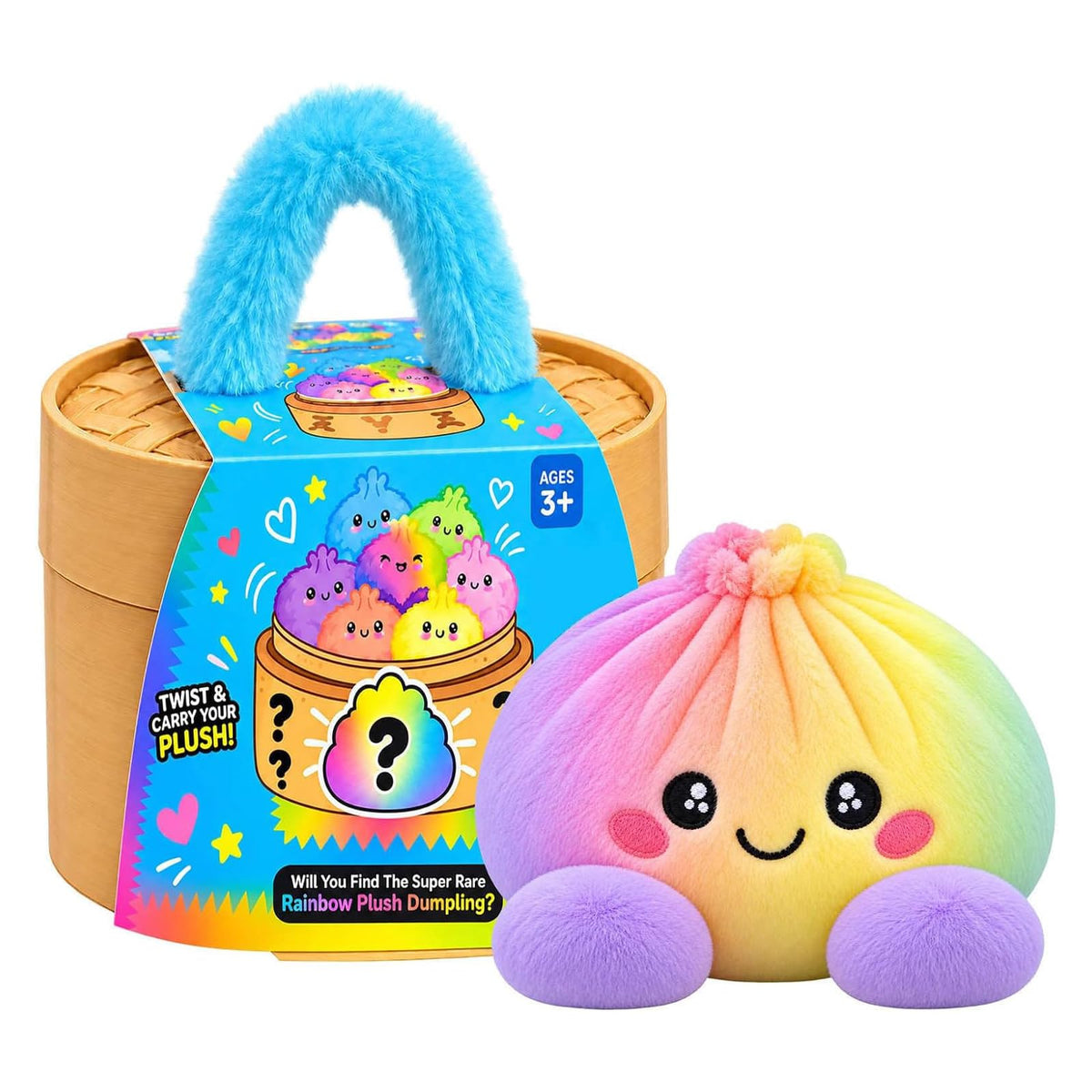 Plush Stuffed Dumpling Squishies, 3.94" Big Rainbow Squishes with Steamer | Plush Giant Dumpling Squishies Squeeze Toys, Christmas Stress Balls Squishies Fidget Toys for Adults Anxiety Relief