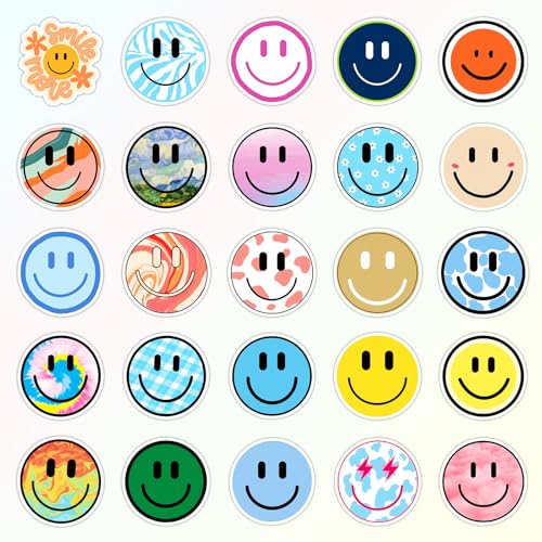 Wercokt 50PCS Smile Face Stickers Cute Water Bottle Stickers for Kids | Waterproof, PVC Material, for Teaching Rewards, Notebooks, Stationery, Luggage, Cartoon Happy Sticker