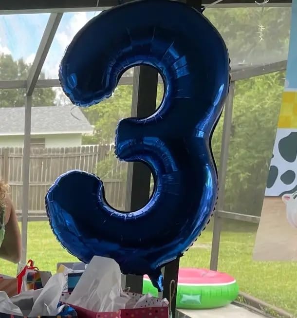 Blue Number 3 Balloon 40 Inch - 3 Balloon Number, 3rd Birthday Decorations