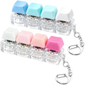 2 PCS Keyboard Fidget Toy, Keyboard Fidget Keychain 4-in-1 Keyboard Decompression Button Finger Clicker Toys (Blue Pink, General)