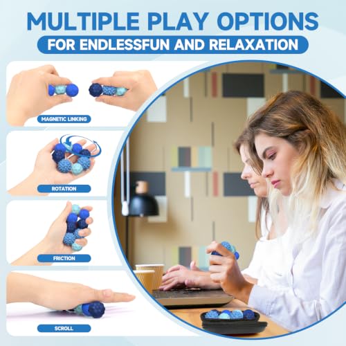Magnetic Fidget Balls for Adults & Teens, Silent Fidget Toys for Office | Relief Stress Anxiety, Focus Aid, Autism ADHD, Calming & Relaxing, Textured Silicone, Magnetic Play, Gift Ready