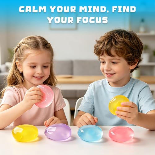 2 Pcs Coconut Oil Squishy, Shapeable No Rebound Stress Relief Ball, Fun Sensory Fidget Toy, Study Work Relaxation Desk Decor, Fun Anxiety Gift for Adults & Kids(Blue+Pink)