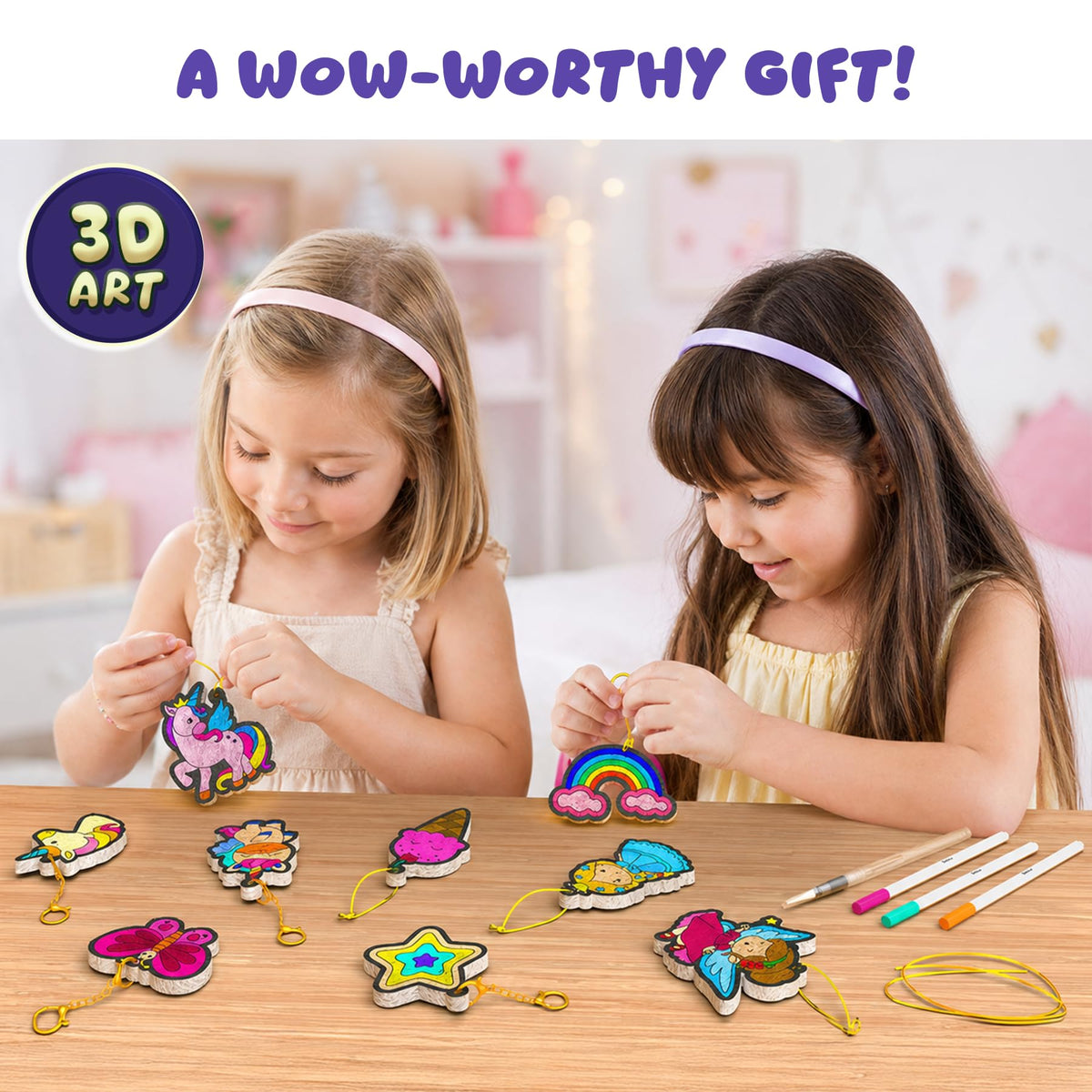 Skillmatics Aqua Puffs Unicorns, Art & Craft Gift for Kids, Paint by Number | DIY Princess Puffy Keychains, Screen-Free, Mess-Free Activity, Creative Kit for Girls & Boys Ages 4, 5, 6, 7, 8, 9, 10