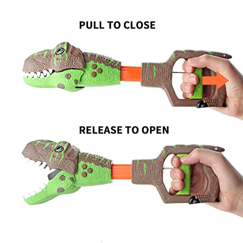 DINOBROS Dinosaur Chomper Toys for Kids with 3 Roar Sounds and Light Jurassic Dinosaurs Grabber Claw T-Rex Reacher Robot Hand Pincher Dino Snapper