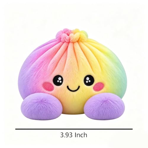 Plush Stuffed Dumpling Squishies, 3.94" Big Rainbow Squishes with Steamer | Plush Giant Dumpling Squishies Squeeze Toys, Christmas Stress Balls Squishies Fidget Toys for Adults Anxiety Relief
