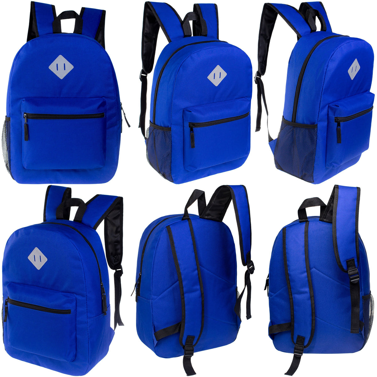 17" Wholesale Diamond Patch Backpack | 11 Colors | Padded Back - Bulk Case of 24 Bookbags