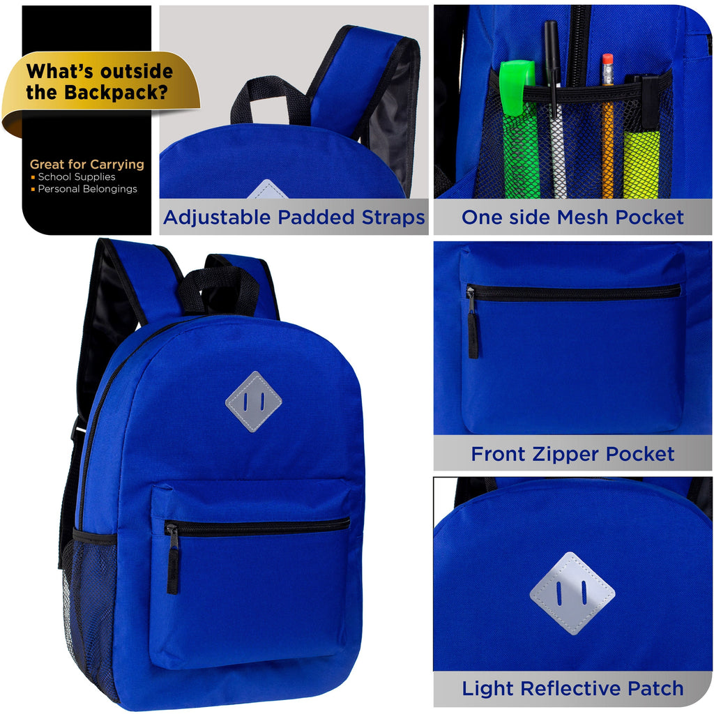 17" Wholesale Diamond Patch Backpack | 11 Colors | Padded Back - Bulk Case of 24 Bookbags