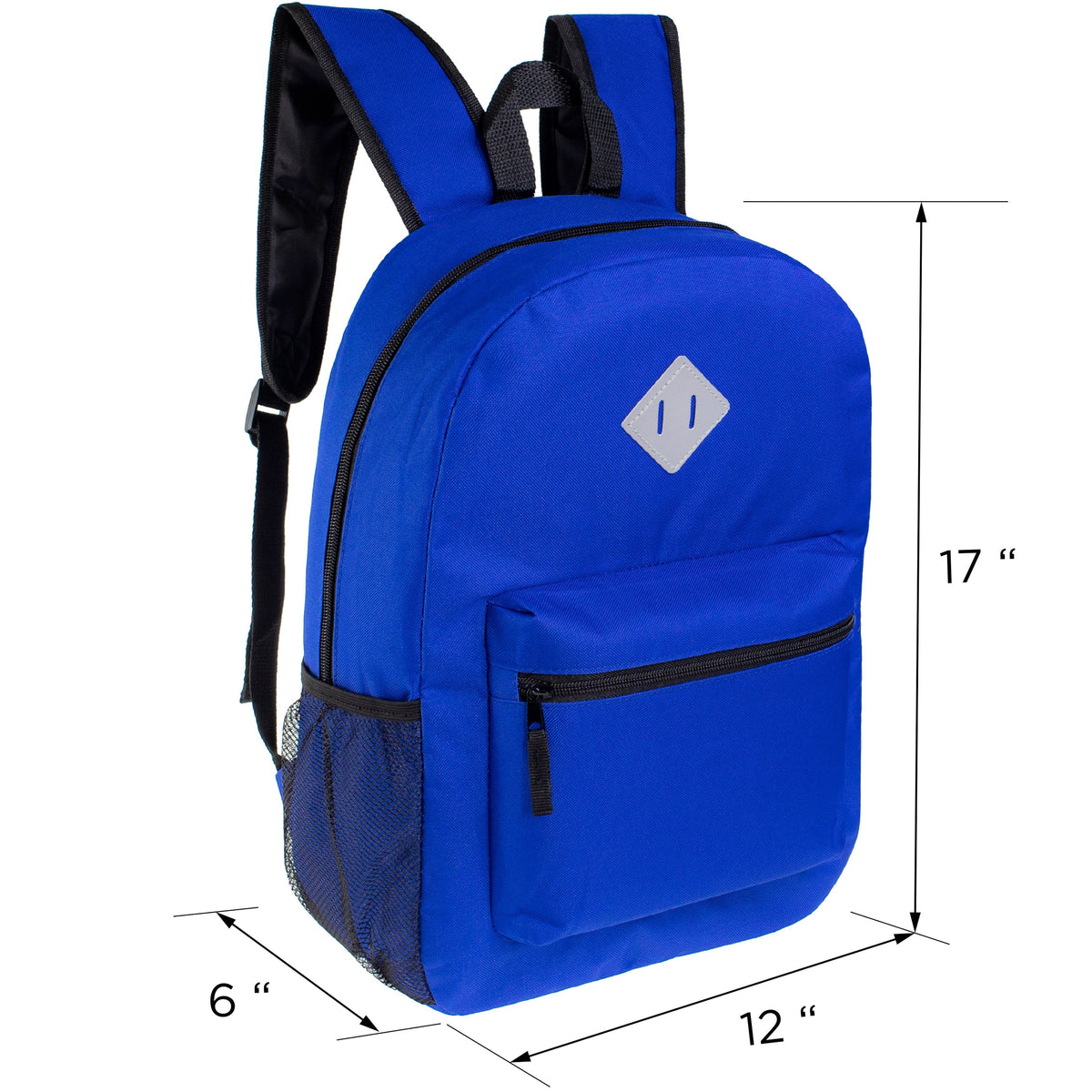 17" Wholesale Diamond Patch Backpack | 11 Colors | Padded Back - Bulk Case of 24 Bookbags