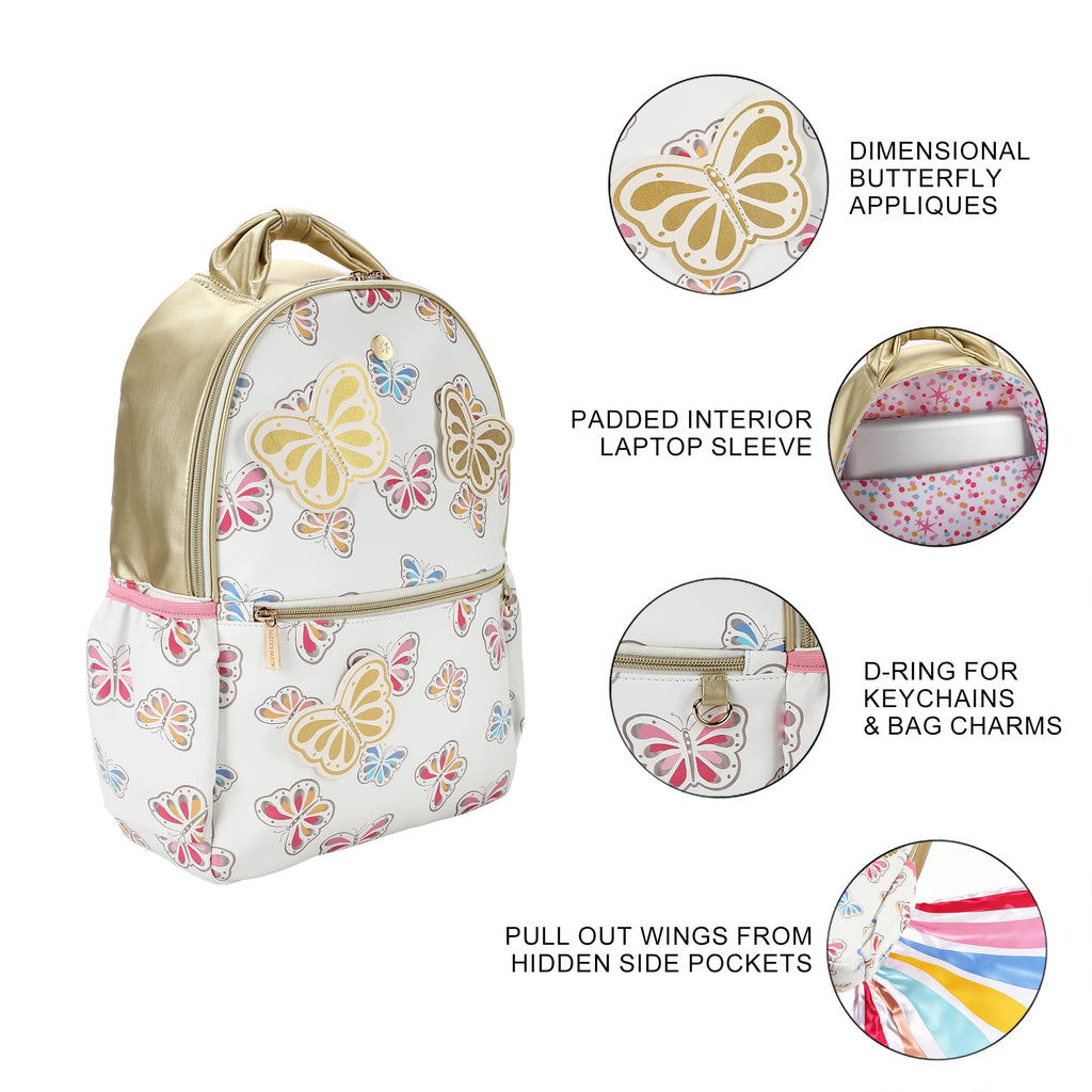 Gold Butterfly Backpack Bundle (Backpack, Lunchbox & Water Bottle)