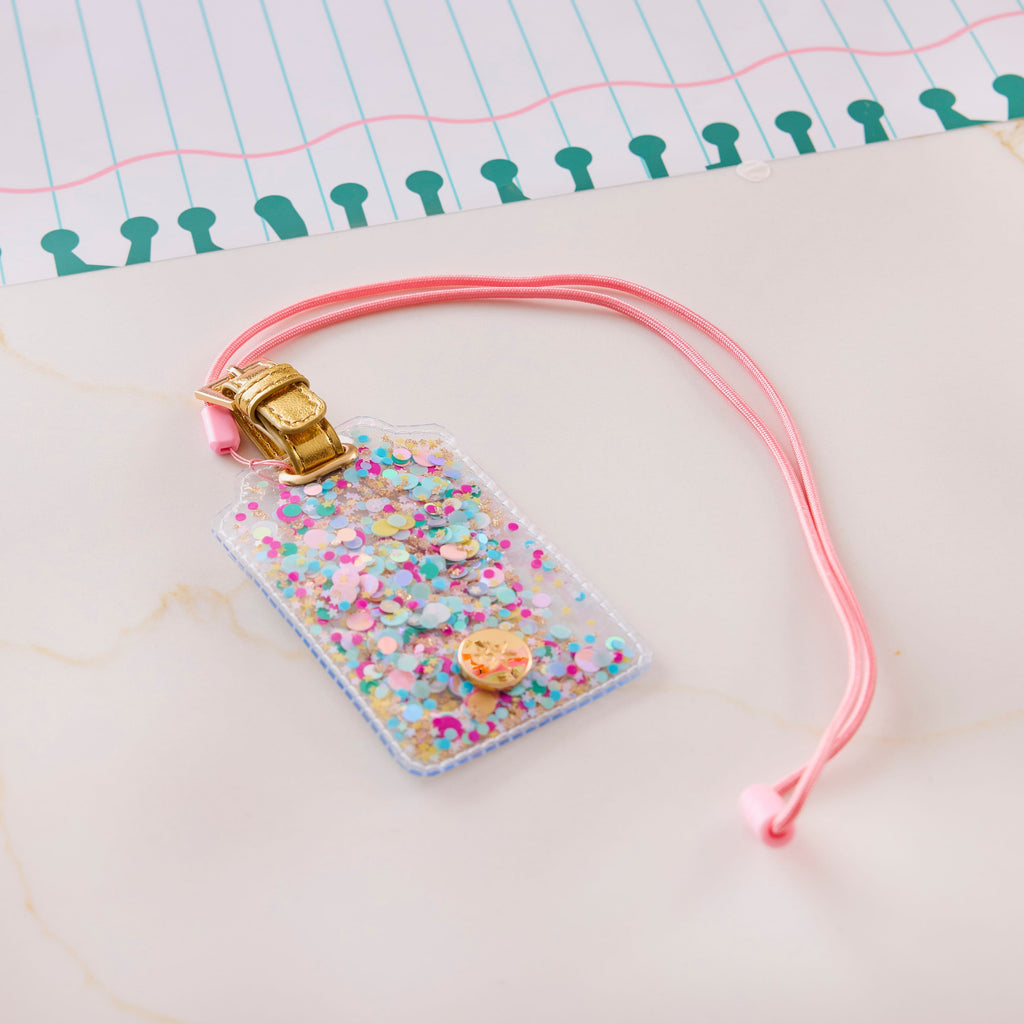 Confetti Filled Lanyard & Luggage Tag