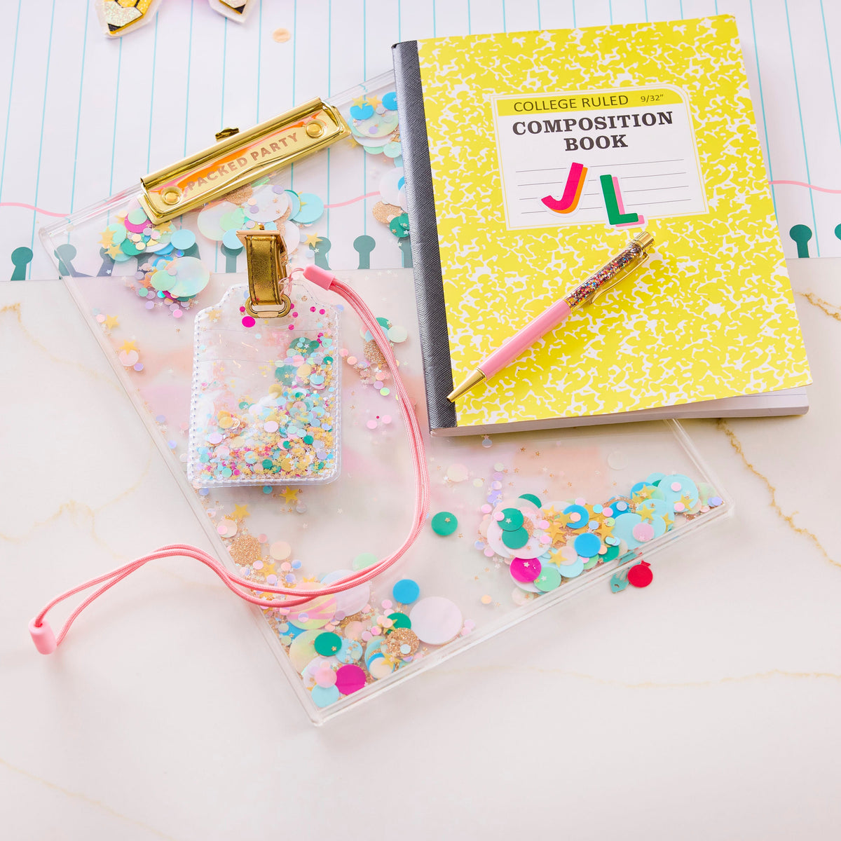 Confetti Filled Lanyard & Luggage Tag