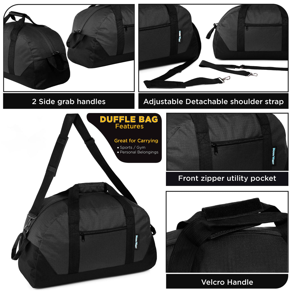 25" Wholesale Black Duffle Bag with a Removable Strap  - Bulk Case of 12 Duffels