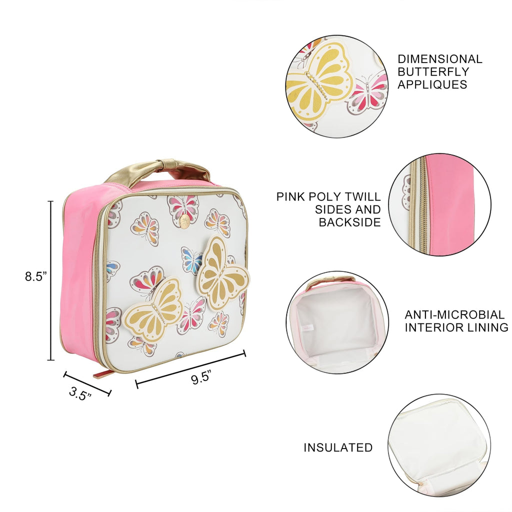 Gold Butterfly Backpack Bundle (Backpack, Lunchbox, & Pouch)
