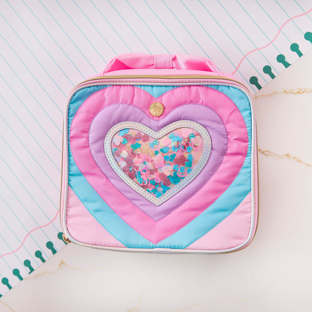 Quilted Confetti Heart Insulated Lunch Box