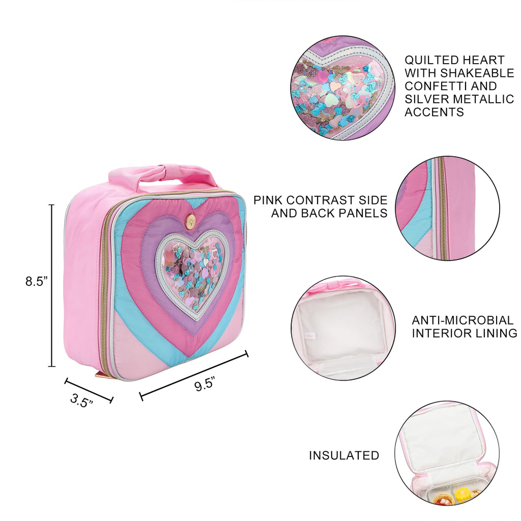 Quilted Confetti Heart Insulated Lunch Box