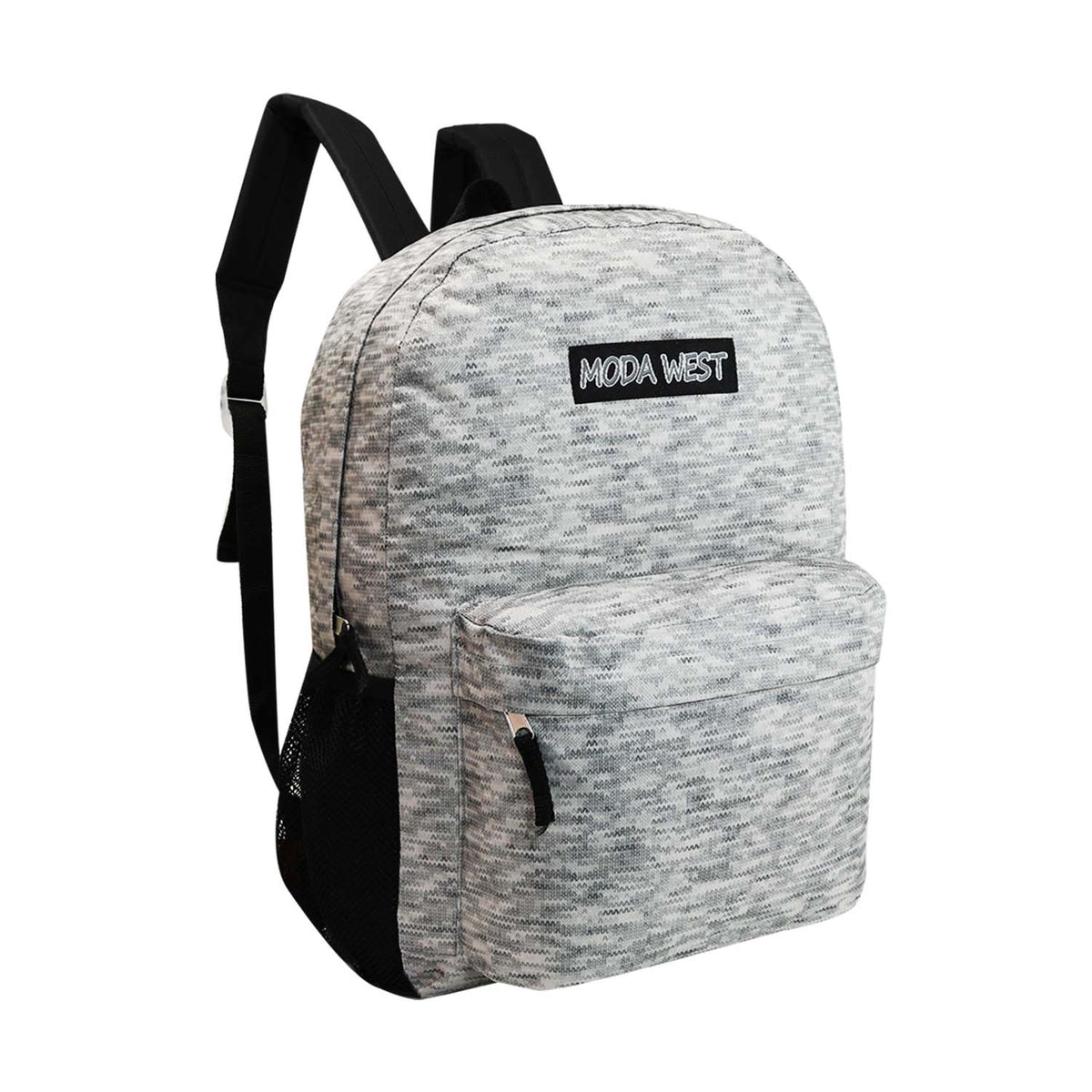 17" Patterned Wholesale Backpack in 12 Assorted Prints - Bulk Case of 24 Bookbags