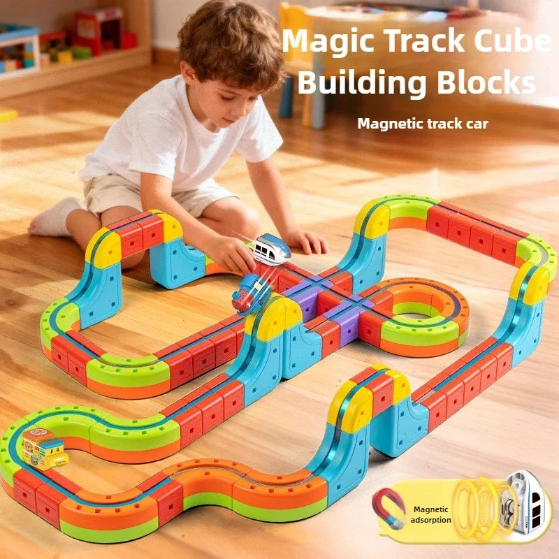 Electric Magnetic Track Train set for Kids Ages 3-8