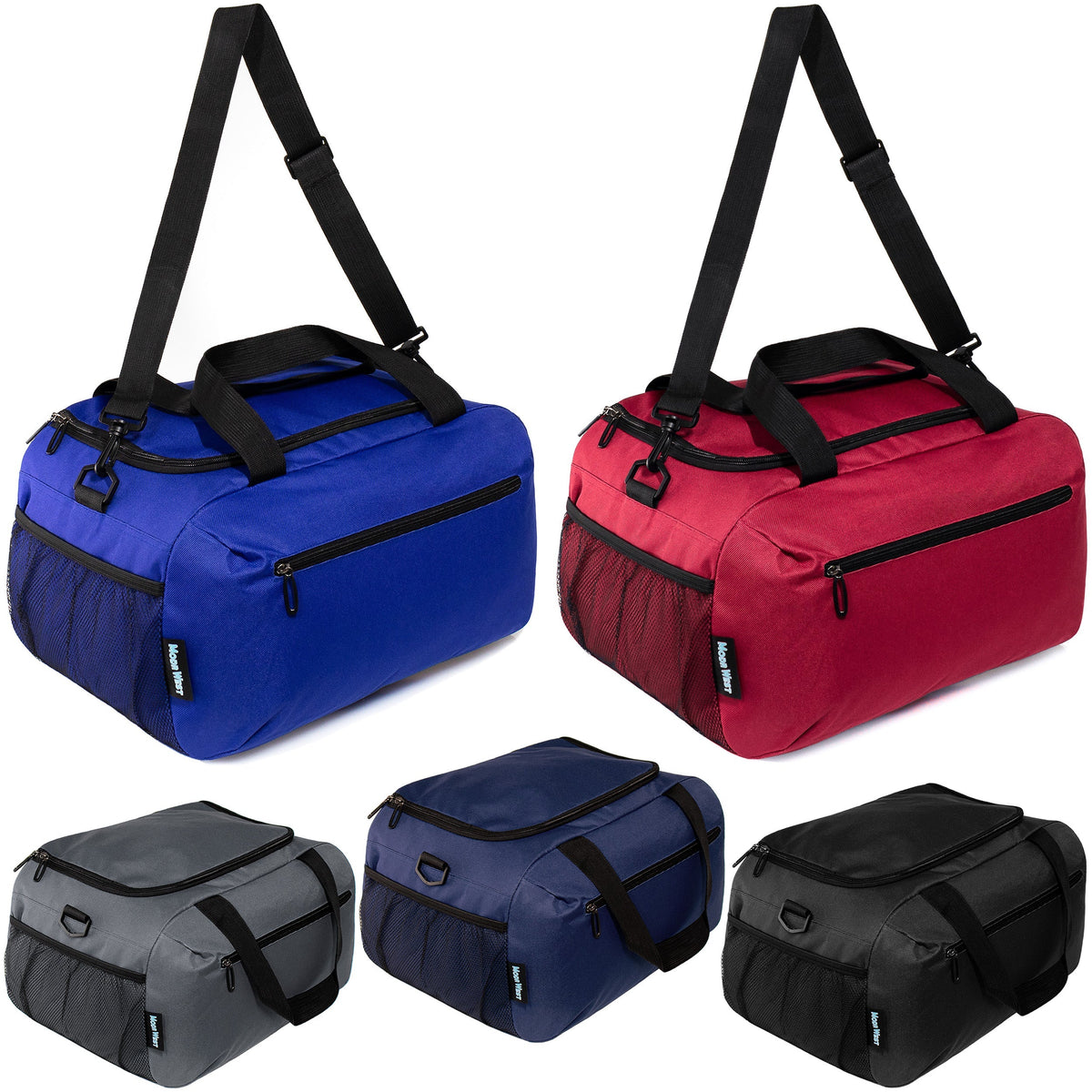 18" Wholesale Duffle Bag in 5 Assorted Colors with 2 Compartments - Bulk Case of 24