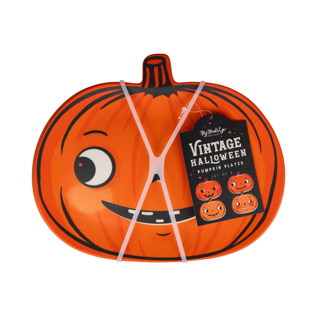 Vintage Halloween Pumpkin Bamboo Plates