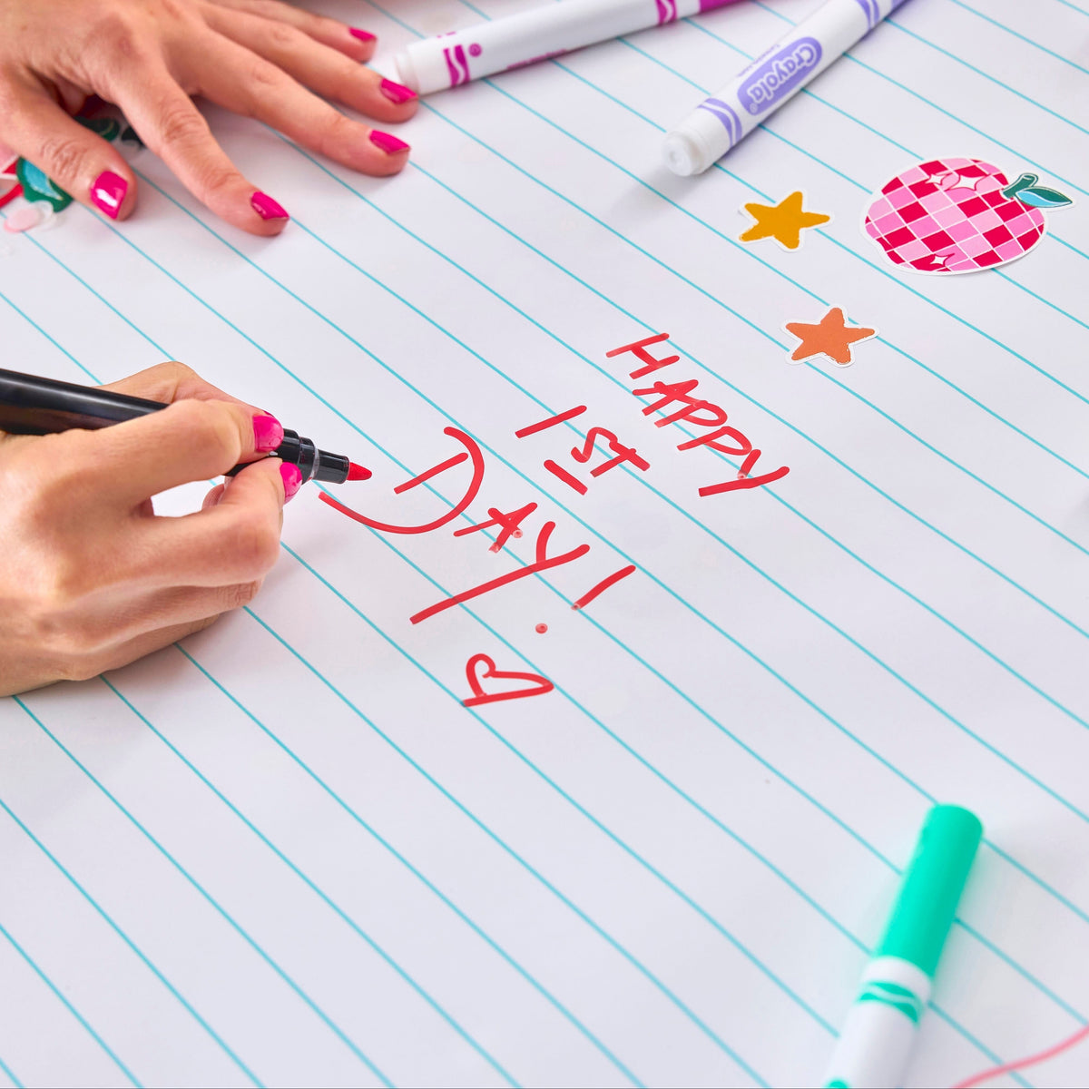 Notebook Paper Table Runner with Customizable Stickers (25 ft, cut to fit)