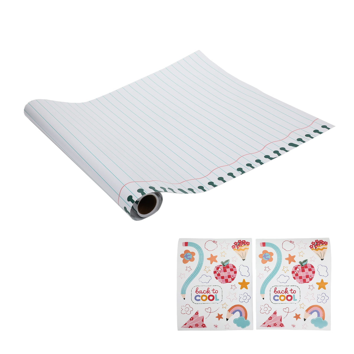 Notebook Paper Table Runner with Customizable Stickers (25 ft, cut to fit)