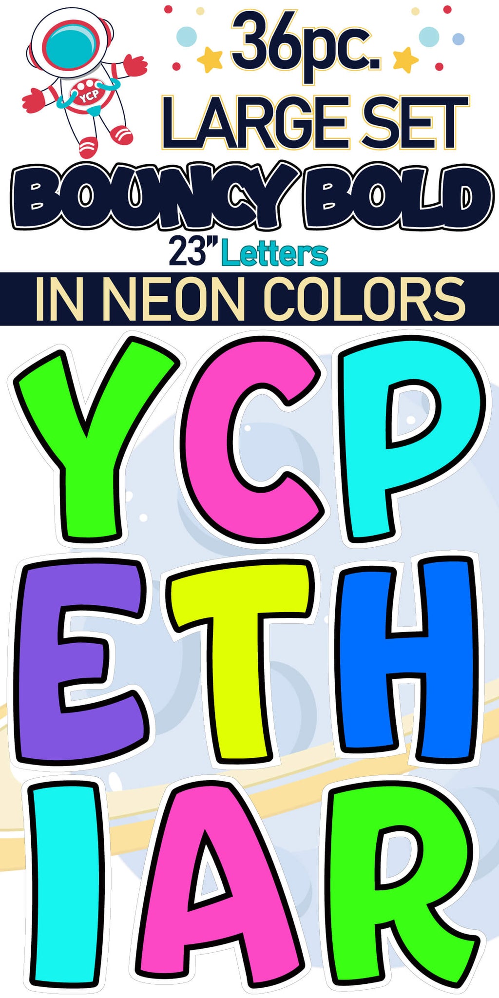 23" Bouncy Bold BB 36 pc. Large Letter Set in Neon Colors