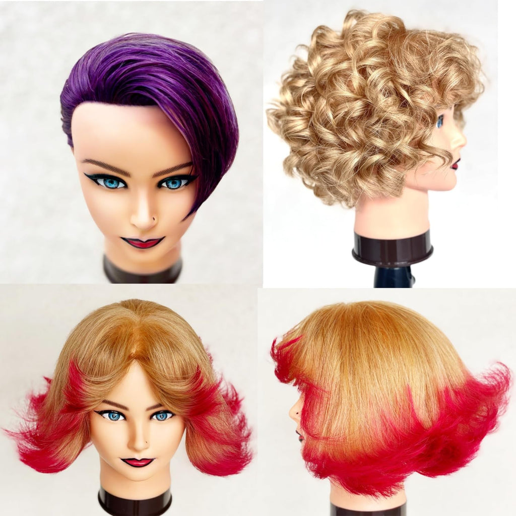 20-22" Female 100% Human Hair Mannequin Head for Hairdresser | Traininghead Hair Styling Braiding Cosmetology Manikin Doll Head Training Model Practice Head with free Clamp