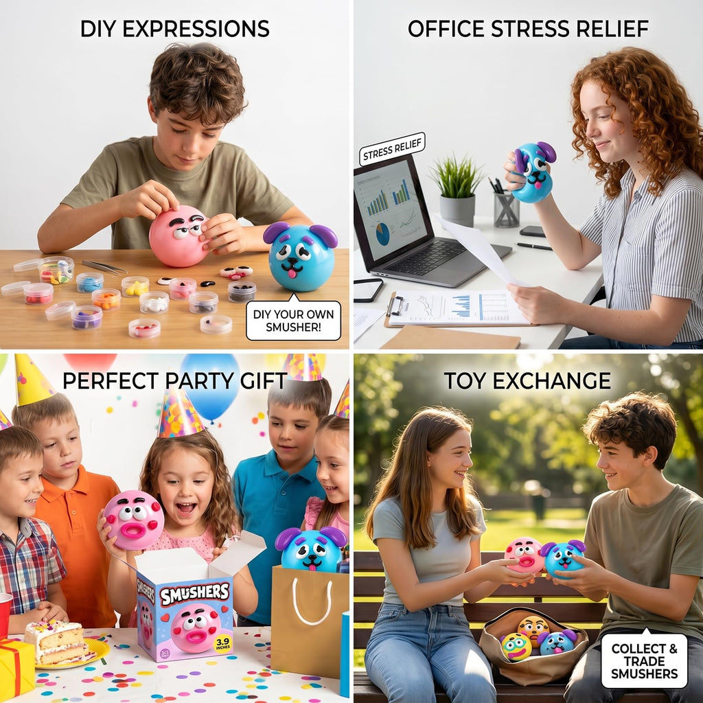 Smushers Squishy Curiosities - Ultra-Soft Slow Rising Stress Relief Toy for Adults, Cute Quirky Sensory Fidget Toy for Anxiety Relief, ADHD & Autism, Unique Office Desk Decor(Pink)