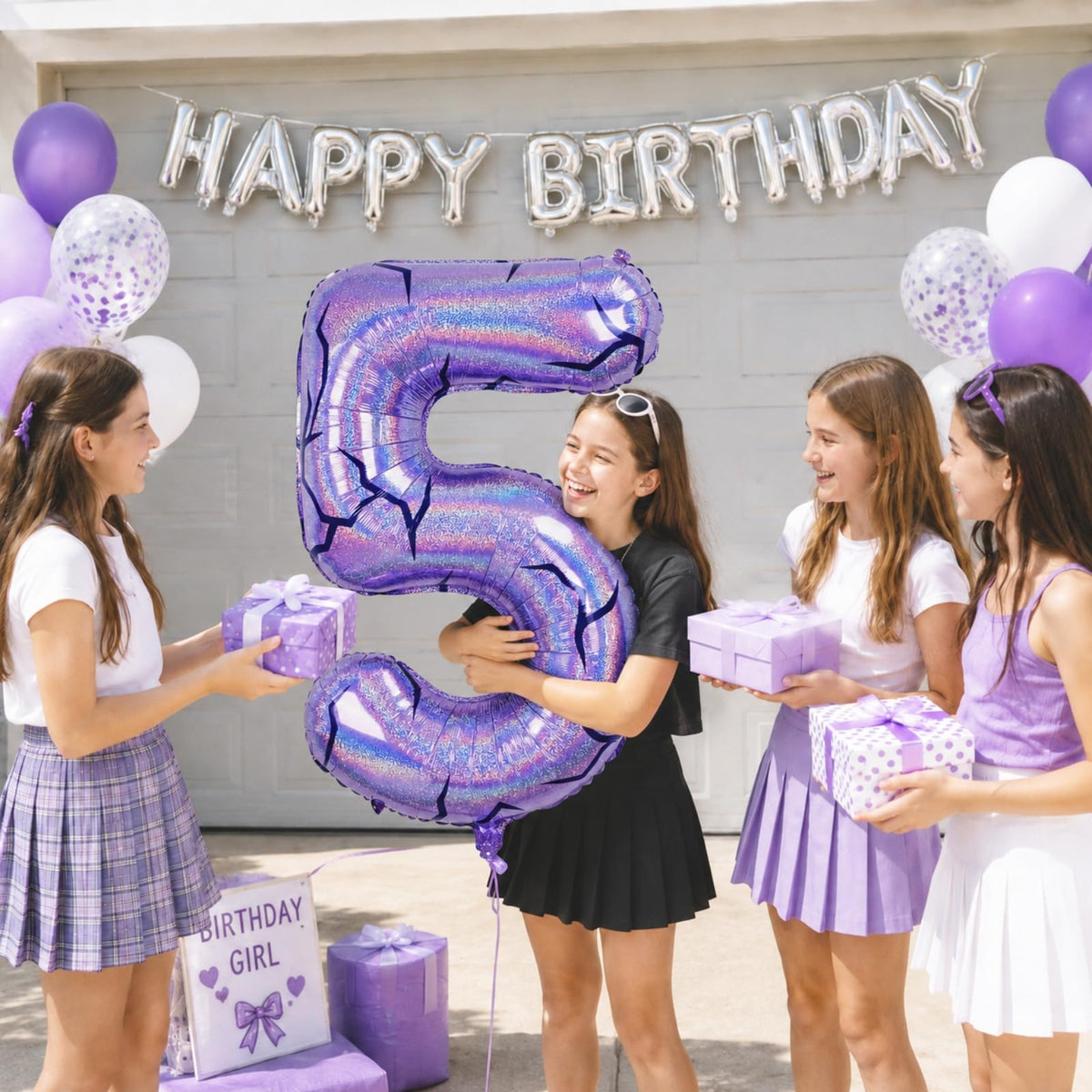 40'' Purple K-pop Number 5 Balloon for Girl 5th Birthday Party Decoration | Pastel Purple Number 5 Foil Balloon, Self Inflating, Girls Kid Birthday Party Anniversary Party K-pop Music Theme Party Decor