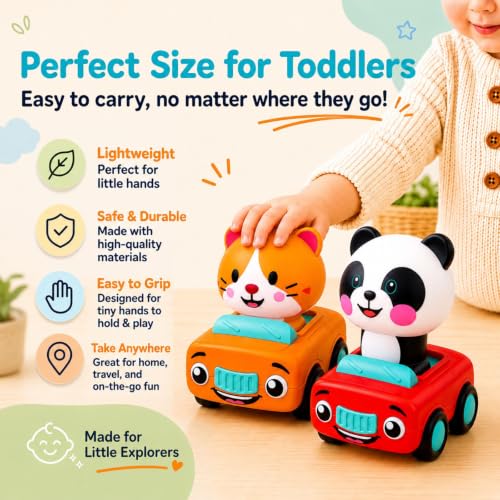 stargo Press to Go Car Toys, Montessori Toys for 1 Year Old Boy Gifts