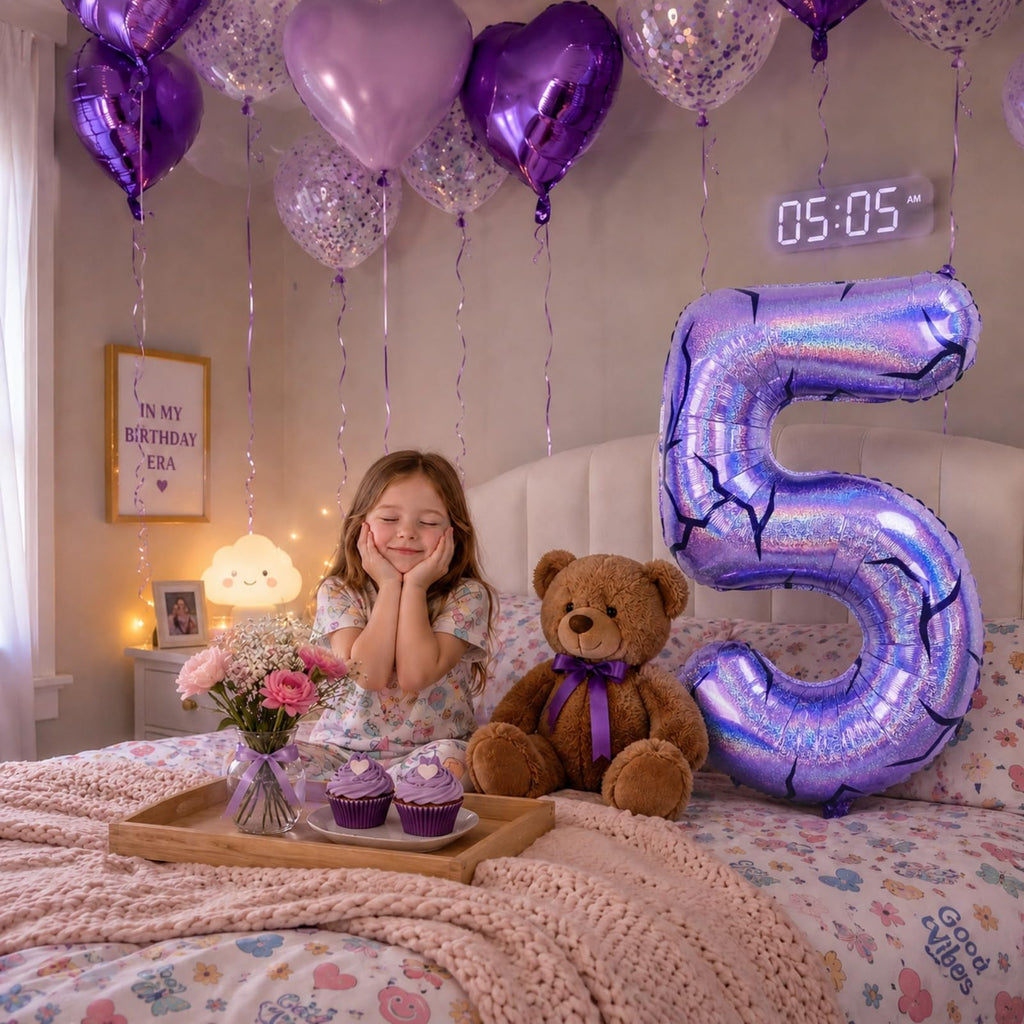 40'' Purple K-pop Number 5 Balloon for Girl 5th Birthday Party Decoration | Pastel Purple Number 5 Foil Balloon, Self Inflating, Girls Kid Birthday Party Anniversary Party K-pop Music Theme Party Decor