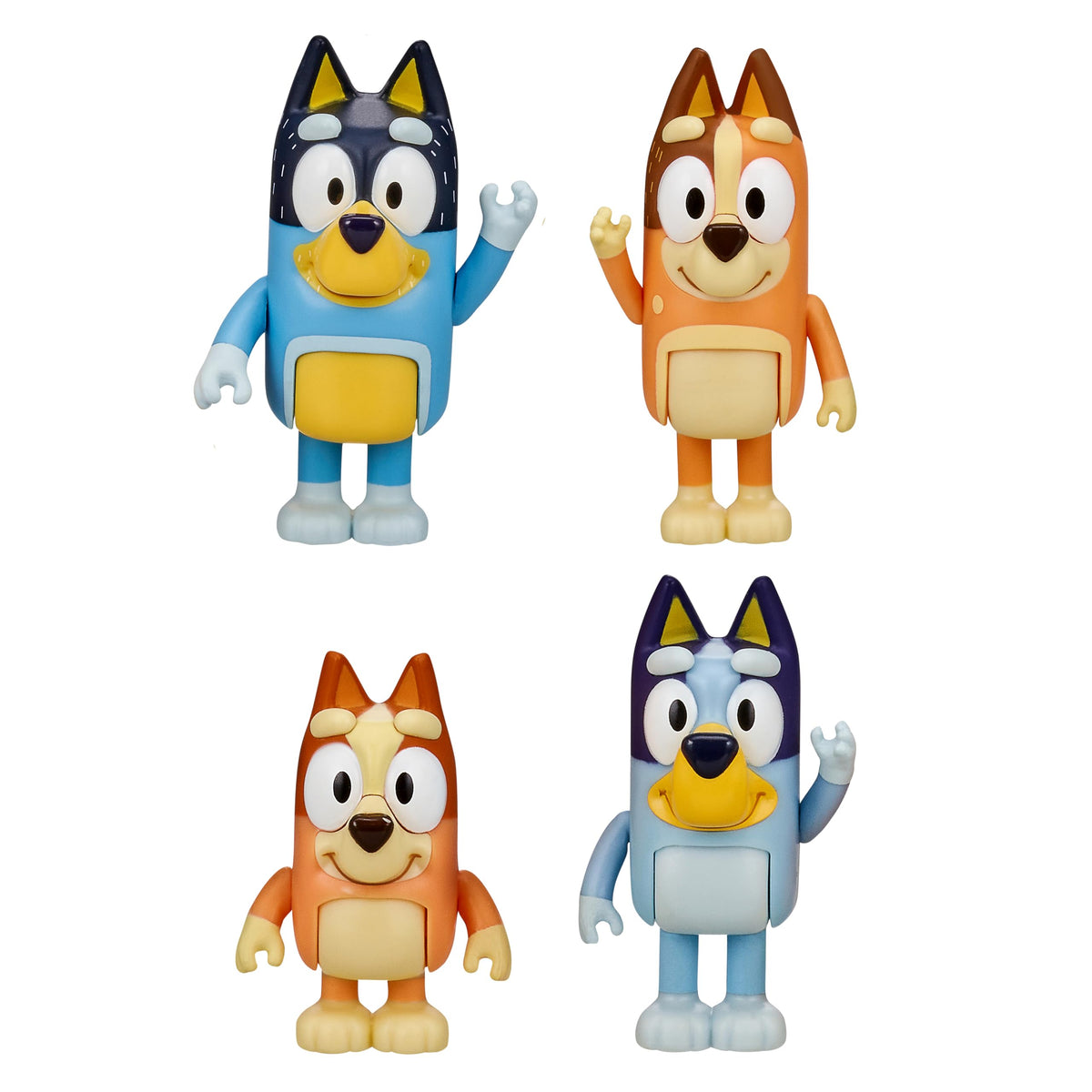 Bluey Family Figure 4-Pack, Poseable Toys with Bingo & Bandit | Movable arms & legs, portable size for on-the-go play; toddler figurine toys for kids ages 3+, thoughtful gift