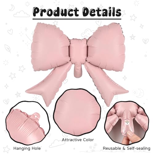 40 Inch Pink Number 1 with Bow Balloon for Girls 1st Birthday Decorations