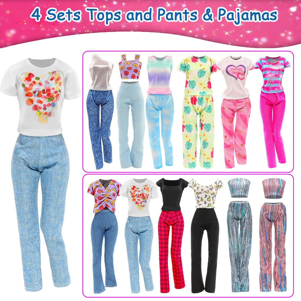 10 Sets Doll Clothes Hooded Sports Suit Tops and Pants for 11.5 inch Dolls | Tracksuit Set, Sportswear, Sports Clothes, Activewear, Running Apparel, Casual Outfits