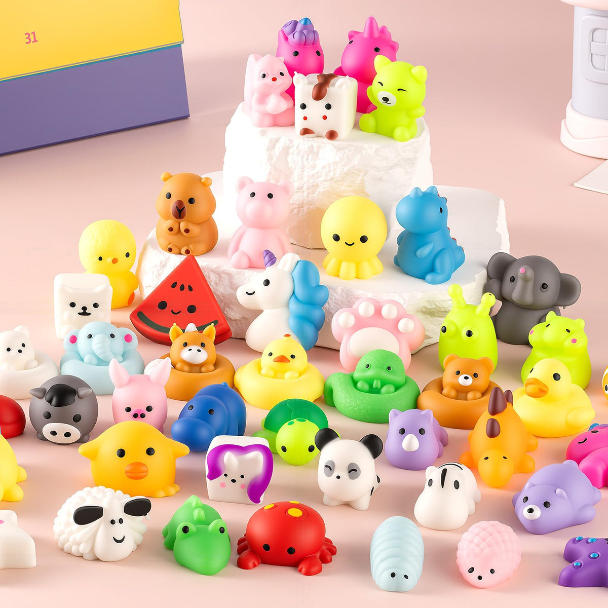 25 Pack Squishy Toys, Mini Mochi Squishies for Kids, Cute Squishy Toys, Soft Sensory Fidget Toys, Squishy Party Favors, Treasure Box Prizes & Classroom Rewards
