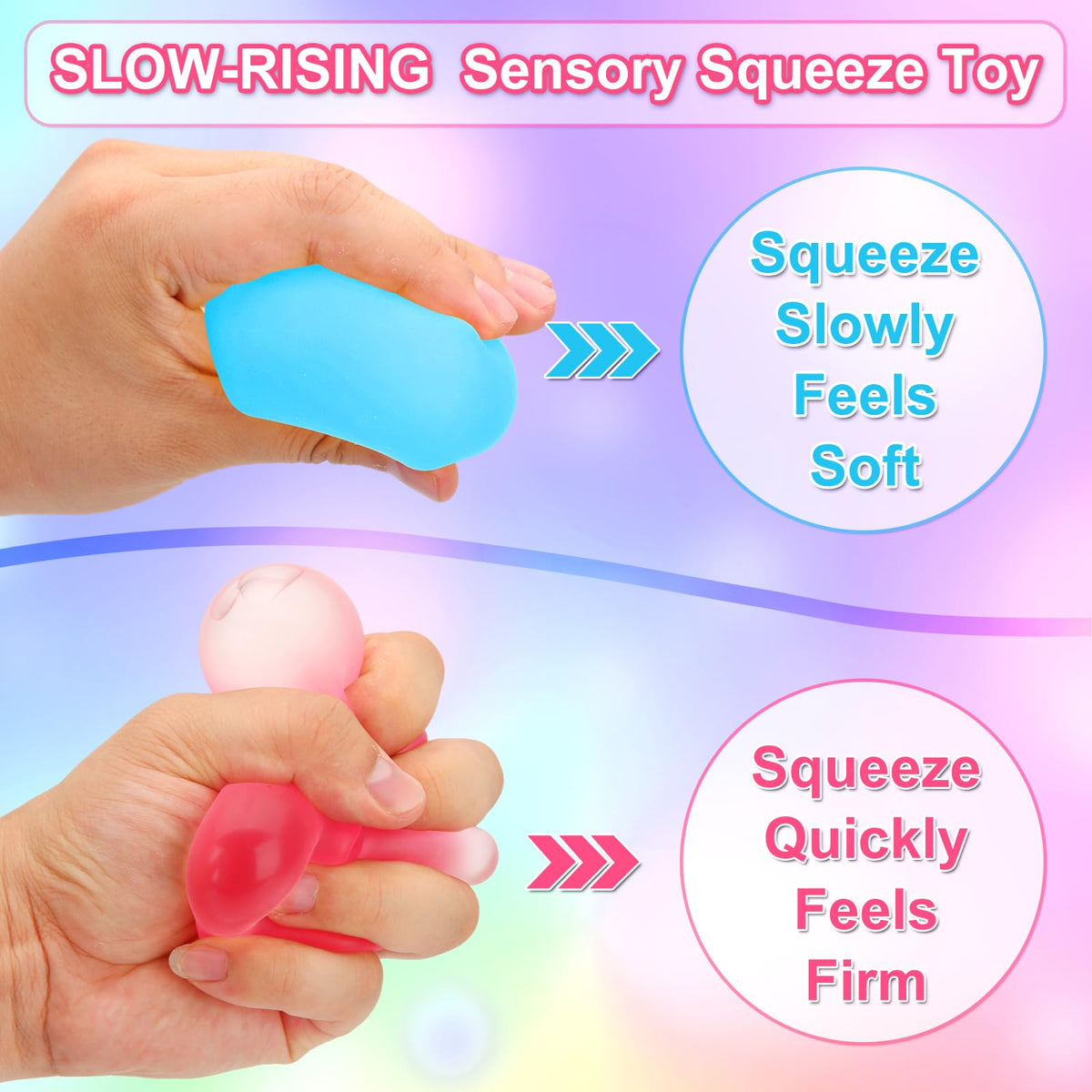 Siwarm 4 Pack Stress Cube Squishy Fidget Toys for Anxiety Stress Relief | Slow Rising Fidget Cube Squeeze Toys, Squishy Cube Filled with Thick Substance, Square Stress Balls for Adults Kids