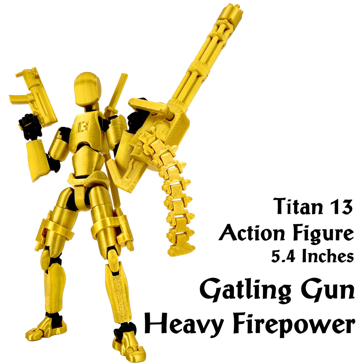 Gatling Gun Titan 13 Action Figure Set【Assembled】, Robot T Action Figure 3D Printed Dummy 13 Action Fidget Toys Figure Articulated, Lucky 13 for Collectors Desktop Decorations (Purple Blue)
