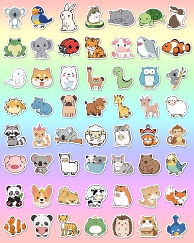 100 Pcs Animal Stickers for Kids, Cute Water Bottle Stickers, Party Favors | Vinyl Waterproof Kid Sticker Pack, Kids Classroom Prizes for Elementary Students, Goodie Bags Stuffers for Kids