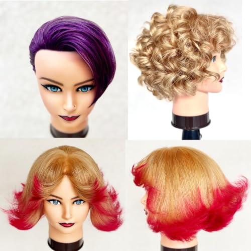 20-22" Female 100% Human Hair Mannequin Head for Hairdresser | Traininghead Hair Styling Braiding Cosmetology Manikin Doll Head Training Model Practice Head with free Clamp