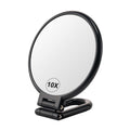 10X Magnifying Mirror, Double Side Handheld Mirror, Travel Makeup Mirror | 1X/10X Magnification, Adjustable Rotation Handle/Stand, Portable Foldable Hand Mirror, Travel Essential, Black