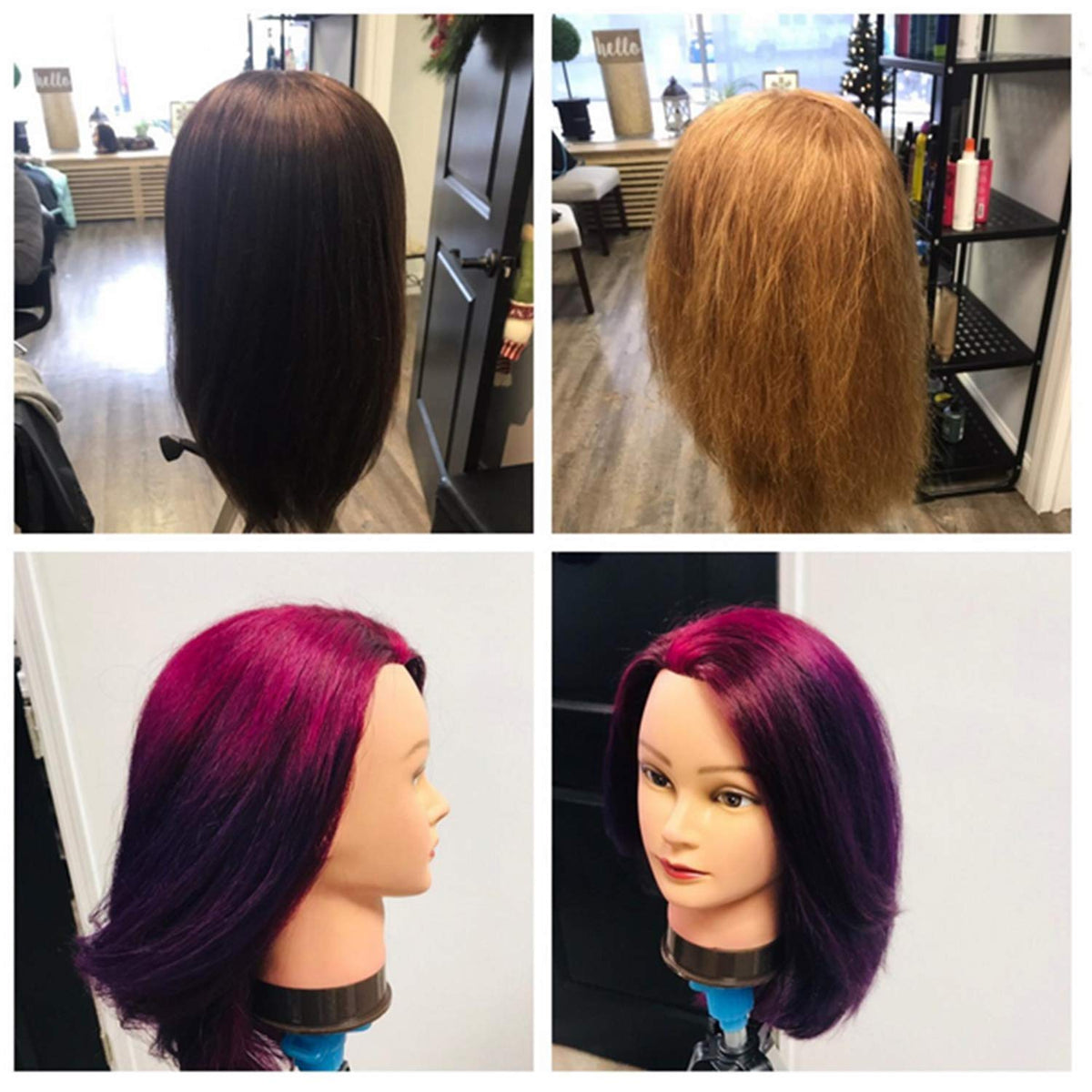 20-22" Female 100% Human Hair Mannequin Head for Hairdresser | Traininghead Hair Styling Braiding Cosmetology Manikin Doll Head Training Model Practice Head with free Clamp