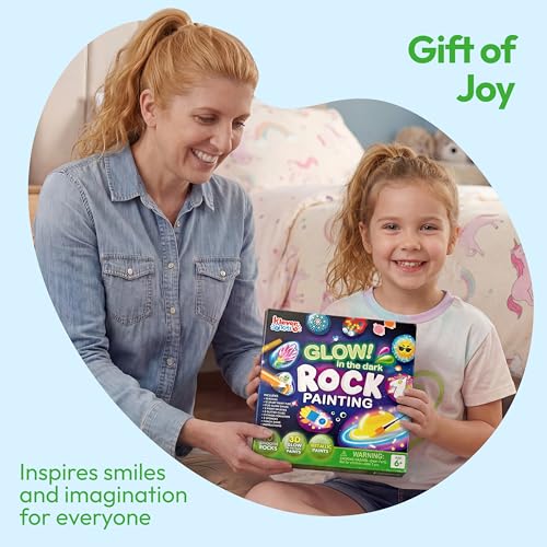 Rock Painting Kit- Glow in The Dark Rock Kit, Arts and Crafts for Kids Ages 6-12, Art Supplies Toy, Kids Craft Paint Kits, Arts & Crafts for Boys Girls Birthday Party Gift Toy